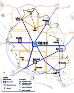 Carte de l'armature territoriale dans le SCoT du Pays de Ploërmel Cœur de Bretagne